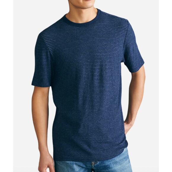 $78 Faherty Vintage Chambray Tee, Navy Cove Stripe, Cotton/Modal | Mens L - Picture 1 of 12